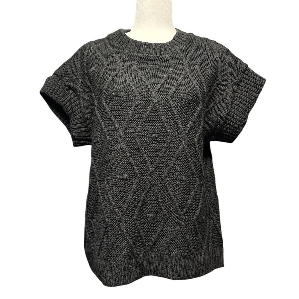 Black Knit Short Sleeve Sweater Top size L
